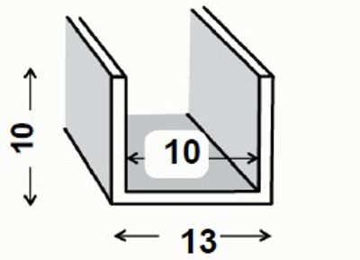 Profilé U aluminium brut 10 x 13 x 10 x 1,5 mm intérieur 10 mm 1 m CQFD
