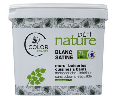Peinture naturelle monocouche blanc satin 7 L - DEFI NATURE