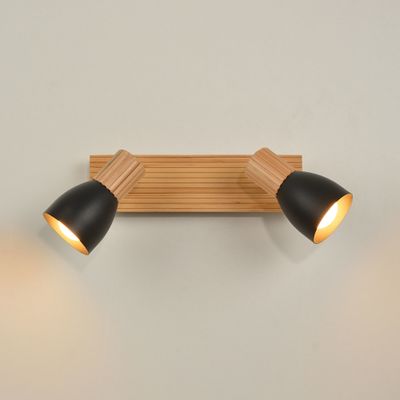 Réglette 2 spots E14 2x7W Noir et bois - Matteo COREP