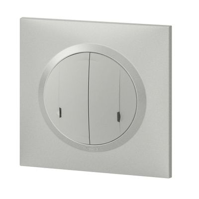 Commande double connectée sans fil + plaque Aluminium - Dooxie with Netatmo LEGRAND