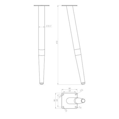 Pied fuseau diamètre 32 mm hauteur 410 mm noir CIME