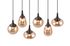 Suspension E14 Lumina noir et verre ambre 6x40W - TRIO