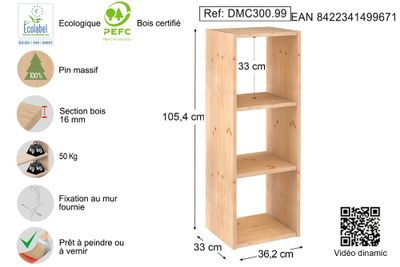Colonne 3 cubes 105 x 36 x 33 cm