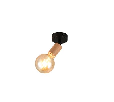 Spot E27 Lamego noir et bois 10W - REALITY