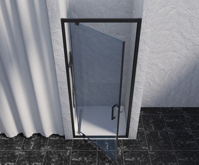 Porte de douche pivotante 90x200 cm profilé noir verre fumé 8 mm Signature - OCEA
