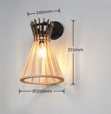 Applique murale ALICE bois et noir E27 10W - CASALUM