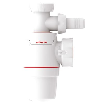 Siphon NEO blanc Ø40 mm pour évier avec raccord machine à laver - WIRQUIN