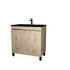 Meuble de salle de bains Timber 2 portes L80 x H83 x P46 cm MDF chêne naturel + vasque céramique noire - AURLANE