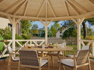 Kiosque de jardin en bois Betty - 18 m² intérieur - Couverture de toit en shingles - Livraison à domicile incluse - PALMAKO