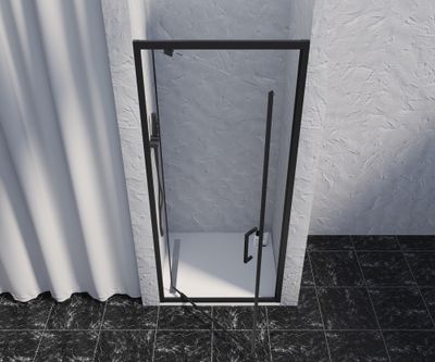 Porte de douche pivotante 90x200 cm profilé noir verre transparent 8 mm Signature - OCEA