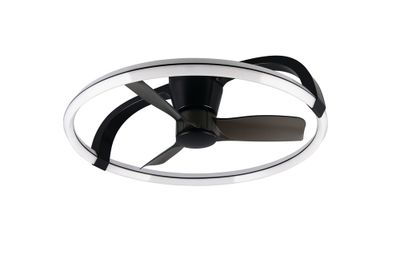 Ventilateur de plafond design avec lumière LED + télécommande Noir Ø90cm - Stockholm REALITY