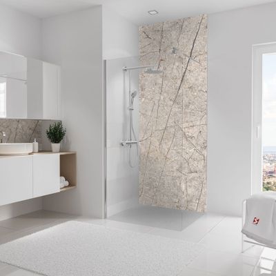 Panneau mural de douche 100x255 cm pierre greige veiné DécoDesign Softtouch - SCHULTE