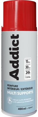 Bombe de peinture multi supports rouge brillant éco 400 mL - ADDICT