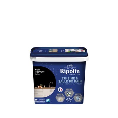 Peinture Cuisine & Bain Noir Houvert satin 0,75L RIPOLIN