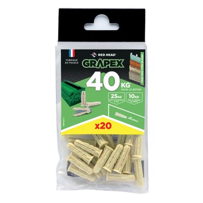 Chevilles Grapex  6 x 25 mm par 20 RED HEAD