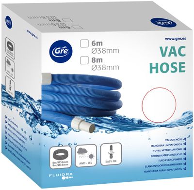 Tuyau de piscine flottant 8m Ø38mm avec 2 embouts - GRE