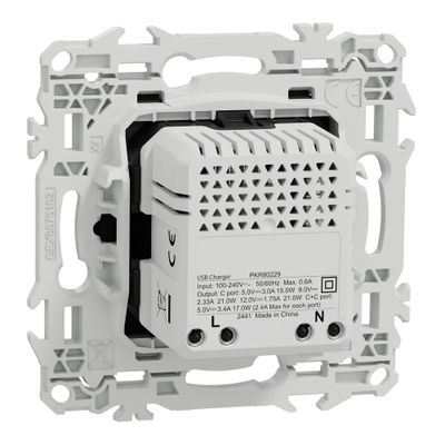 Double prise USB-C 21W Odace 2025 noir - SCHNEIDER ELECTRIC