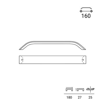 Poignée de meuble aluminium laiton entraxe 160 mm REI