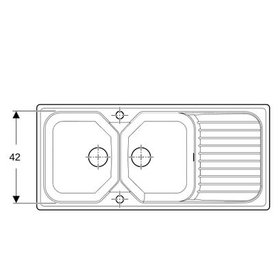 Evier de cuisine grès blanc 112x50 cm 2 bacs 1 egouttoir Garrigue - PERLINE