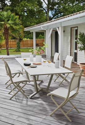 Table de jardin à rallonge VITA dualwhite céramique crème 180/280cm - PROLOISIRS