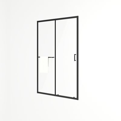 Porte de douche coulissante 120x195 cm profilé noir verre transparent 6 mm Serenity - OCEA