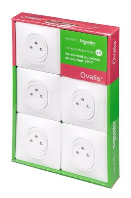 5 prises affleurantes 2P+T complètes blanc - Ovalis SCHNEIDER ELECTRIC