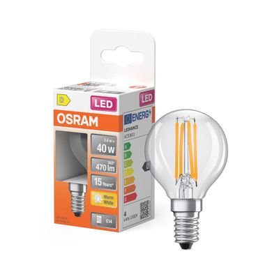 Ampoule LED E14 à filament 4 W=470 lumens blanc chaud OSRAM