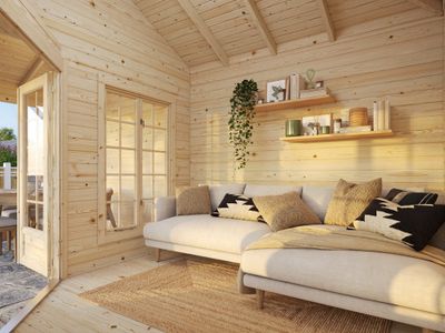 Abri de jardin bois Bois Naturel  Melanie 7,0+8,1m2 Livraison à domicile incluse