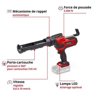Pistolet mastic TE SG 18/10 li-solo Power X-Change EINHELL
