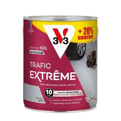 Peinture de sol trafic extrême gris clair 2,5 l + 20% gratuit - V33