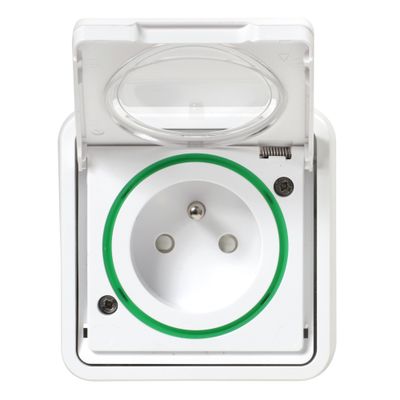 Prise étanche 2 pôles + terre IP55 encastré blanc - Mureva Styl SCHNEIDER ELECTRIC