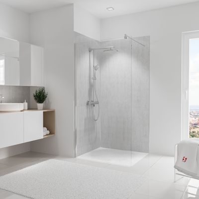 Panneaux muraux de douche 100+100x210 cm parement béton DecoDesign Décor - SCHULTE