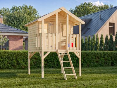 Cabane de jeux pour enfant sur pilotis Toby en bois naturel - 4,6 m², Livraison à domicile incluse - PALMAKO