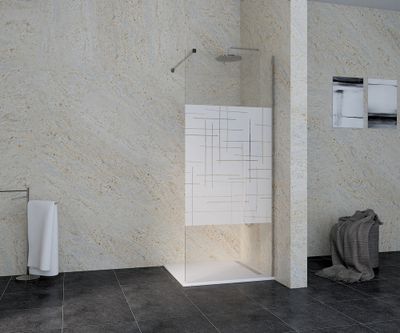 Paroi de douche à l'italienne 80x195 cm profilé chrome verre sérigraphié 6 mm Serenity - OCEA