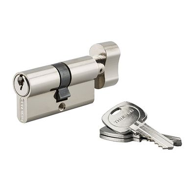 Cylindre de serrure à bouton 30 x 30 mm STD nickelé 3 clés THIRARD