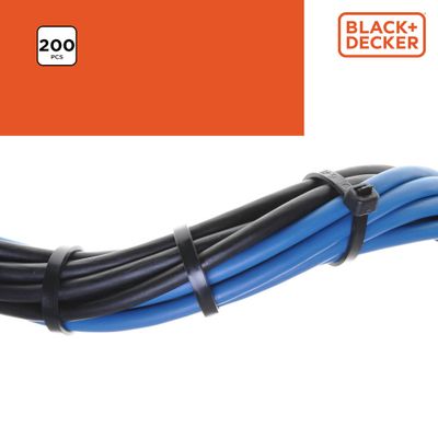 Colliers de serrage plastique noir assortiment 4 tailles par 200 - BLACK+DECKER