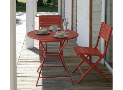 Table de jardin pliante GUERIDON aluminium terra ø 80 cm, Livraison à domicile incluse - PROLOISIRS