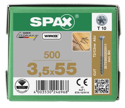 Vis parquet 3,5 x 55 mm par 500 SPAX