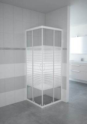 Porte de douche coulissante 2 volets Beloya l.120 cm en verre transparent  - Brico Dépôt