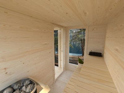 Sauna extérieur Palmako Sanna avec studio et baie simple vitrage -  18,3 m² - PALMAKO