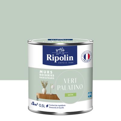 Peinture murs, boiseries et radiateurs vert palatino satin 0,5 L - RIPOLIN