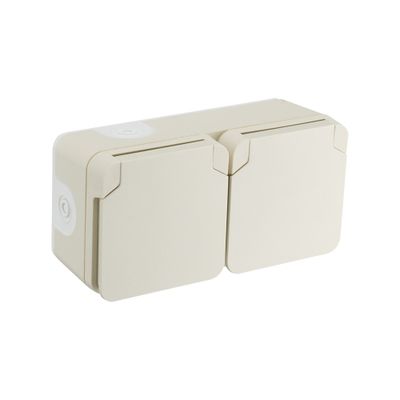 Double Prise 2 pôles+terre étanche IP55 Cyklone horizontale sable - DEBFLEX