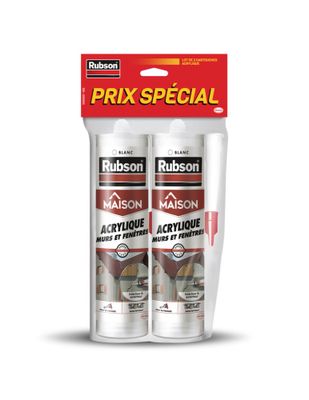 Mastic Acrylique Murs & Fenêtres Blanc 280 ml par 2 RUBSON