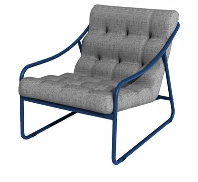 Fauteuil  de jardin aluminium bleu et coussin gris chiné BORD'EAU RELAX - PROLOISIRS Livraison à domicile incluse