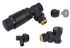 Kit complet de robinetterie de radiateur tête thermostatique équerre 1/2 noir - QUICK PLOMBERIE