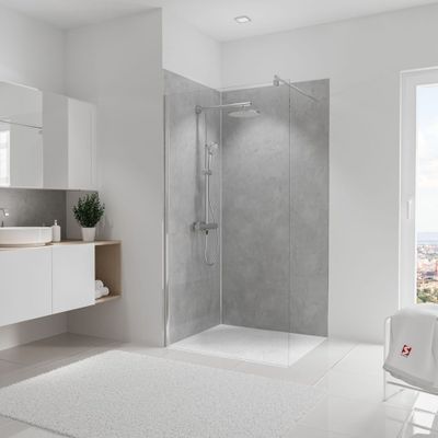 Panneaux muraux de douche 100+100x210 cm béton ciré DécoDesign Softtouch - SCHULTE