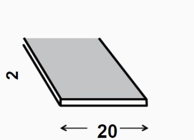 Profilé plat aluminium anodisé incolore 20 x 2 mm 1 m CQFD