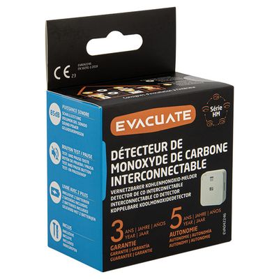 Détecteur de monoxyde de carbone interconnectable Autonomie 5 ans - EVACUATE