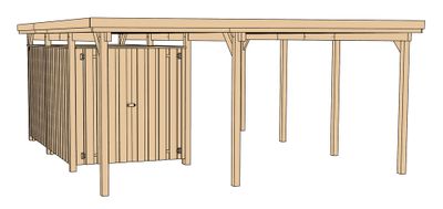 Carport -  607 - 316 x 115 cm - remise intégrée 6,50 m² Livraison gratuite domicile WEKA