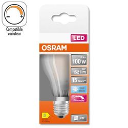Ampoule LED E27 dépolie variable 100W=1521 lumens blanc froid OSRAM, 1330347, Ampoule, luminaire et eclairage